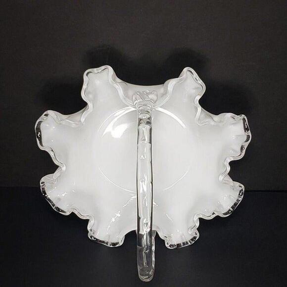 Fenton Silver Crest Glass Basket Vintage - Picture 8 of 9